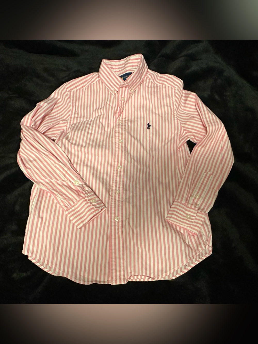 POLO Ralph Lauren Pink & White Striped Button-Down Shirt Boys M(10-12)